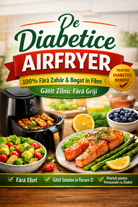 Airfryer pentru Diabetici: 100 de Rețete cu Conținut Redus de Zahăr și Carbohidrați pentru Gătit Fără Efort